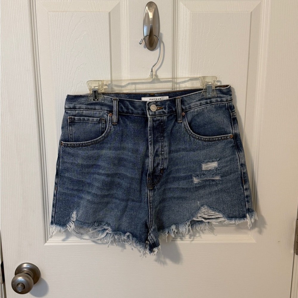 PacSun Vintage High Rise Distressed Denim Shorts Size 30